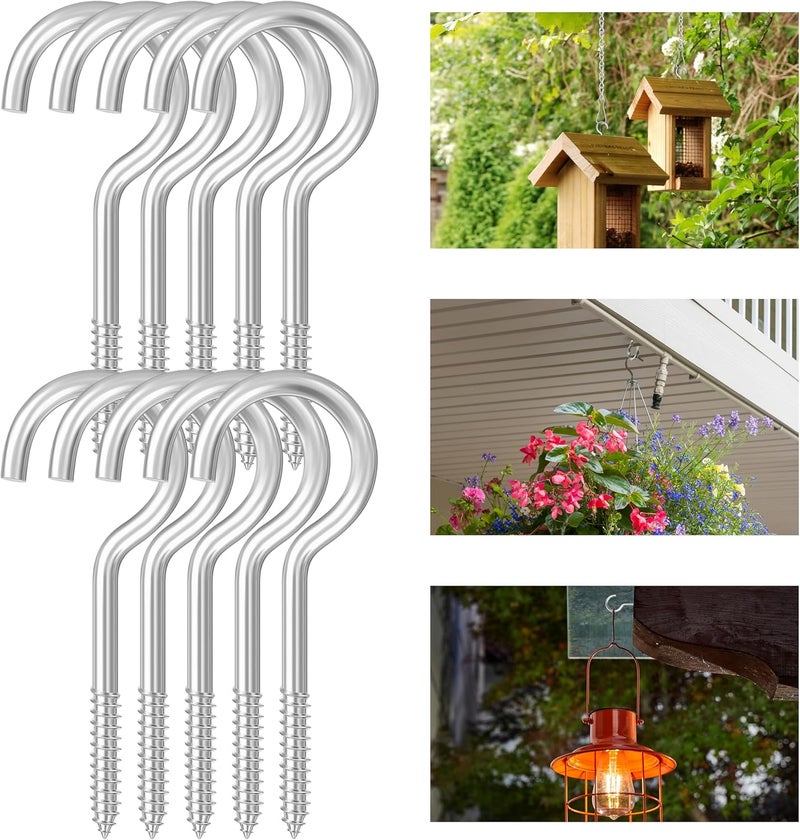 Dpyrrhic 4 Inch Large Heavy Duty Screw Hooks, 10 Pcs Ceiling Hooks for Hanging Plants Indoor and Outdoor Use - Image 1